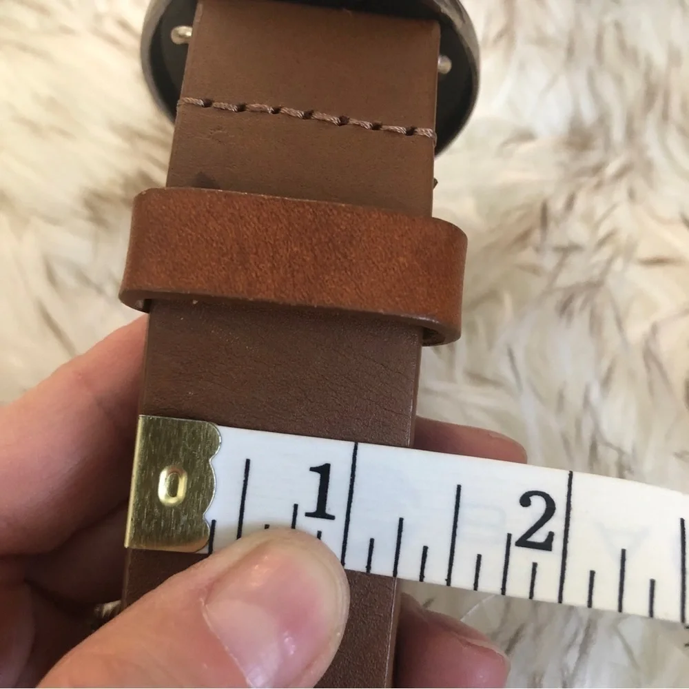 Sonoma Women’s Brown Leather Belt M Silver Oval Buckle Cabochon Stones Cowgirl